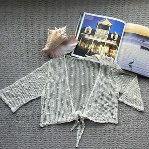 White sequin crochet cover up
